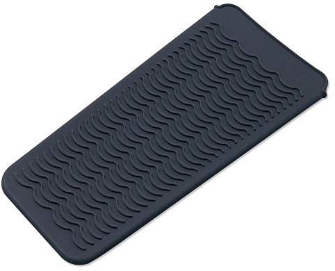 Hitzebeständige Silikonmatte für Glätteisen, Lockenwickler, Hot Waver, Salon-Werkzeuge, Geräte, tragbare Styling-Heizmatte, Lockenstab Pad-Abdeckung, Glätteisen, Reisetasche (1 Grau)