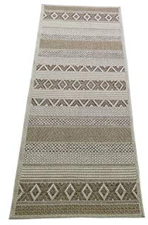 CARPETIA Indoor & Outdoor Teppich Sisal Balkon Küche Terrasse Wohnzimmer - Rautenmuster Diamant - beigefarben Größe 67x180 cm