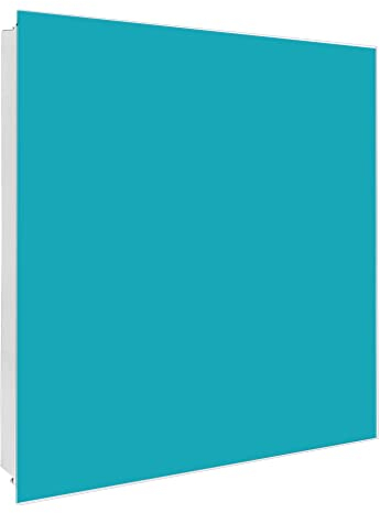 banjado® Großer Schlüsselkasten Glas/Schlüsselbox 30cm x 30cm mit 50 Haken - Motiv Türkis/Schlüsselkasten modern für Schlüsselaufbewahrung mit beschreibbarer, magnetischer Glastür