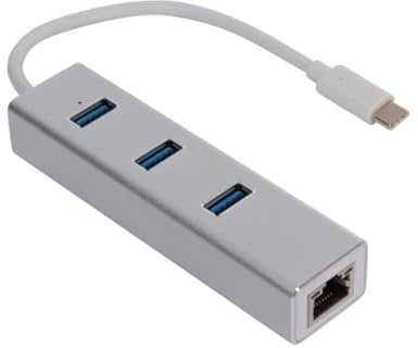 Velleman PCMP202 USB 3.1 Typ C auf Gigabit-Netzwerk + 3-Port USB-Hub, Aluminiumgehäuse