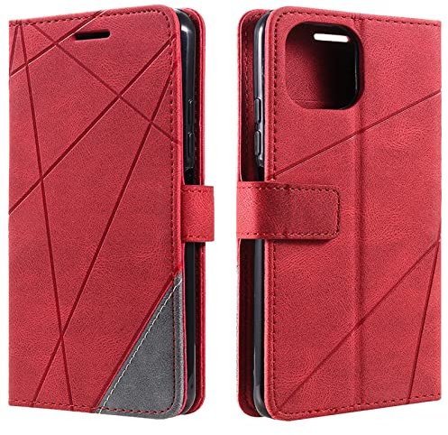 Vankii Cover per Xiaomi Mi 11 Lite 4G / Mi 11 Lite 5G / Xiaomi 11 Lite 5G NE, Flip Caso Libro Premium Portafoglio Custodia in Pelle PU Magnetica,Custodia Pelle Sintetica TPU Silicone Antiurto(Rosso)