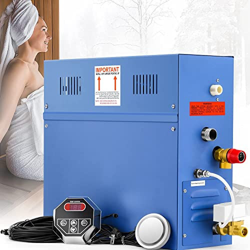 Hapyvergo Steam Shower Generator Kit 9KW for Bath Sauna SPA, Self-draining System, Aromatherapy Steam Head, LED Waterproof Controller 77-131℉ For Home Commercial Use