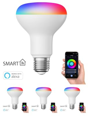 ledscom.de 4 piezas E27 bombillas LED RGB, R80, blanco cálido - blanco frío (2700-6300 K), 9,9 W, 950lm, Smart Home, WLAN, Alexa, mate