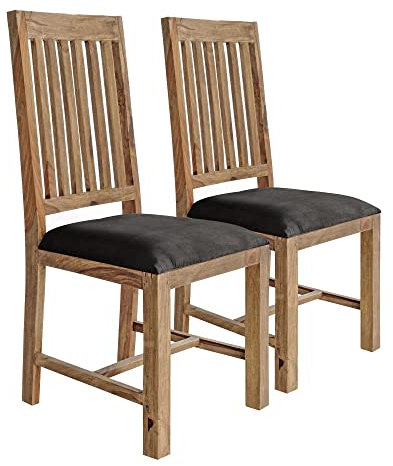 GMD Living 2er Set Holzstuhl SONIPAT mit Polster in schwarz, T45 x B45 x H100 cm
