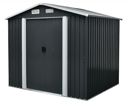 Grindi - Gerätehaus Metall Sorbus II - Gartenhütte - Gartenhaus - Geräteschuppen 174x236x206 cm Schiebetür - Garten Schrank - Fahrradgarage - Shelter - Gartengerätehaus - Tiny House