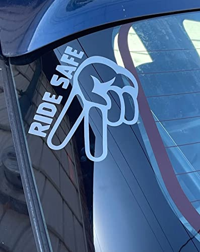 myrockshirt Ride Safe fahr vorsichtig 15cm Victory Hand Finger cool Aufkleber Sticker Autoaufkleber Tuning Freie Farbwahl