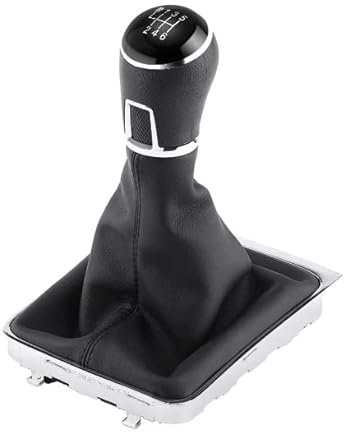 Schaltsack Schaltknauf + Schalthebelknauf + Chromrahmen Kompatibel mit Volkswagen Golf 7 Schwarze Nähte 6-Gang Komplettset Auto Ersatzteil