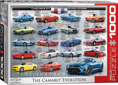 empireposter Chevrolet Camaro Evolution - 1000 Teile Puzzle im Format 68x48 cm + Deluxe 3er Set Puzzle Zubehör