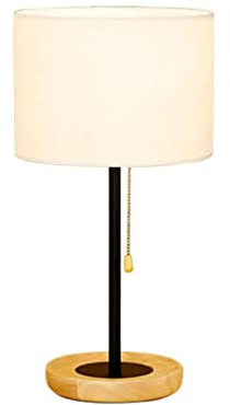 AAPIE Black Desk Lamp with Linen Lamp Shade Wrought Iron Bedroom Lights Lamp Nordic Lamp for Living Room Pull Line Lamp for Bedroom Home