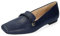 Andrés Machado - Flache Loafer aus Leder für Damen - Anisa - Karreespitze und dekorativ Aufsatz - Marineblau, Größe EU 40