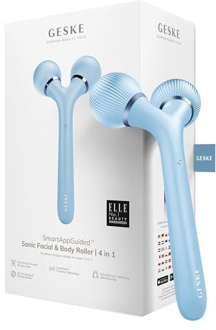GESKE | SmartAppGuided™ Sonic Facial & Body Roller | 4 in 1 | Derma Roller | Gerät für Gesicht und Körper | Professioneller Gesichtsroller | Strafft und definiert Körper und Gesicht