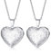 Weenkeey 2 pièces Love Lock collier, peut contenir des images acier inoxydable coeur Lock pendentif collier mémoire photo Pendentif Femme Fille Collier - style 5 argent