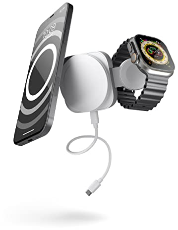 ZENS MagSafe+Watch konvertibles Reise-Ladegerät für iPhone und Apple Watch (Platzsparendes Design, Transport-Tasche & USB-C Kabel inklusive)