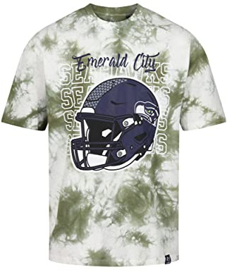 Recovered Seattle Seahawks NFL Tie-Dye Relaxed Oversized T-Shirt Green White - L