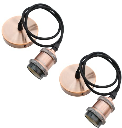 ZHIQIN 2 Stücke Lampenaufhängung E27 mit Schraubring Lampenschirm Hängelampe 100cm Kabel Höhenverstellbar Pendelleuchte mit E27 Fassung Lampenhalterung ideal für Deckenlampe Wohnzimmer (B)