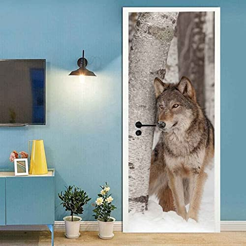 3D Türaufkleber 77 X 200 Cm Türtapete Selbstklebend Türposter - Schneetier Wolf Fototapete Türfolie Poster Tapete Meer Aufkleber Diy Selbstklebende Wandbild Pvc Wasserdichte Tapete