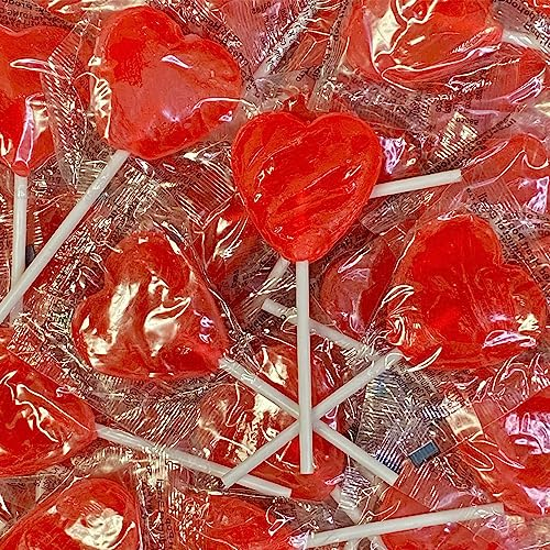 VSTAR Heart Lollipops 5.2g - Valentine's Day,Wedding Favour Heart Lollipops - Individually Wrapped lollies (Cherry Heart Lollipops, 100)