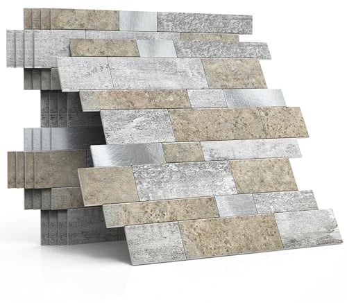 M MOFIT 3d Selbstklebende Wandfliesen Küche,Matte Marmor Mosaikfliesen Selbstklebend Steinoptik Metro Fliesen Ziegel Wandaufkleber Bad Wasserdichte(10 Matten,Schloss)
