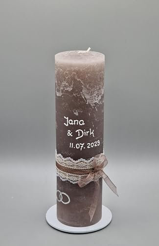 Hochzeitskerze/Brautkerze RUSTIKAL - Handgegossen ! - inkl. Beschriftung mit Namen und Datum ! HR 5