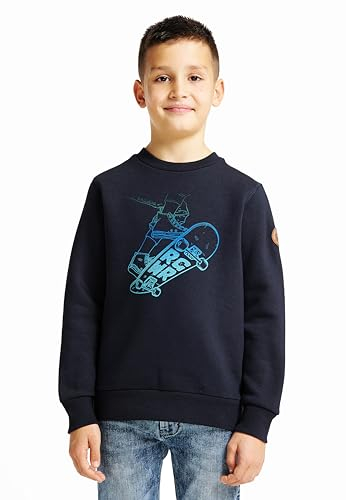 Ragwear YANIS Print A Jungen Sweatshirt O Neck Rundhals Sweater Skateboard Skater (DE/NL/SE/PL, Numerisch, 140, Regular, Navy)