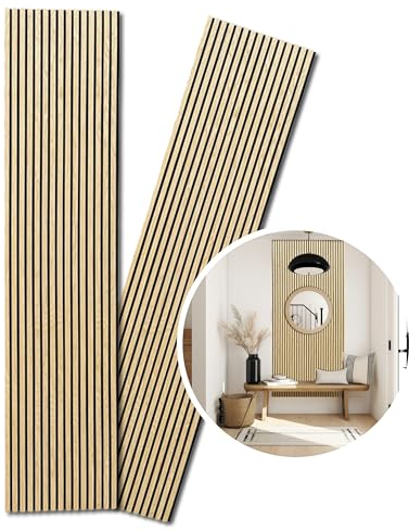 Kaiser plastic® Akustikpaneele | Farbe: Eiche | Wandpaneele in verschiedenen Formaten | Lamellenwand aus Holzfunier und Filz | moderne Wandverkleidung (270 x 60 cm - 2 Stk.)
