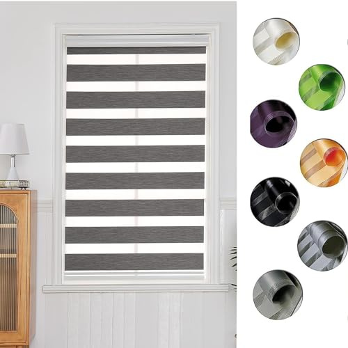 Estor Enrollabre 95 x 160 cm fácil instalación Estores térmicos Blackout con Cadena, Protección de Pantalla para Ventanas, Gris Oscuro