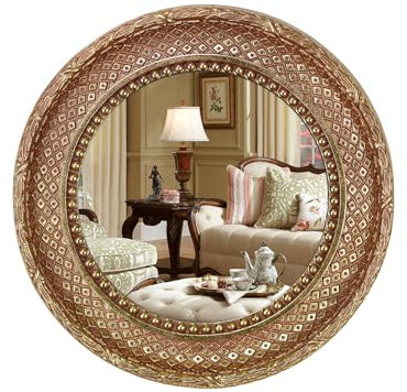 OIGUMR Goldener runder Spiegel, antiker Spiegel, 29 cm