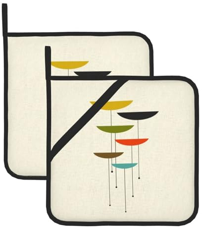Jbyjbx Juego de 2 soportes para ollas de Mid Century Modern Prints de 8 x 8 pulgadas, resistentes al calor para cocinar y hornear
