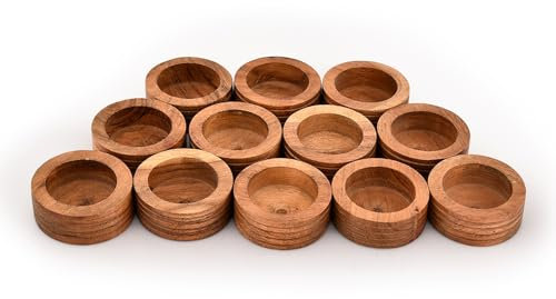 EDHAS Tea Light Holders Acacia Wood Tealight Holder for Rustic Wedding Birthday Party Home Table Decoration (5.71cm x 5.71cm x 2.54cm) (Set of 12)