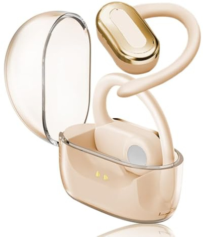 SLuB Open Ear Bluetooth Headset, Bluetooth Wireless Sports Headset, Air Conduction, Bluetooth 5.3, IPX5 Water Resistant, For Running, Fitness and Gaming (Khaki)