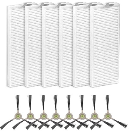 (14 pezzi) Filtro di ricambio e spazzola laterale compatibile con robot aspirapolvere Lefant M210B M213S M210S M210 M213 OKP Life K2 K3 K3A K4 K5, 6 filtri HEPA 8 spazzole laterali