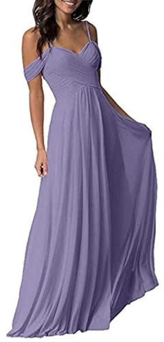 ECDAHICC Vestido largo para mujer, vestido largo con hombros descubiertos, elegante, apretado, vestido de noche para dama de honor, vestido de cóctel, Violeta azulada, 3XL