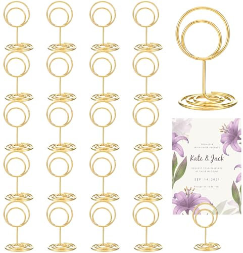 20 Pcs Table Number Holders, Place Card Holders, Gold Wedding Table Numbers Memo Photo Pictures Business Card Memo Holders Stands Table Card Holders for Wedding Party Reception Centerpiece Decorations