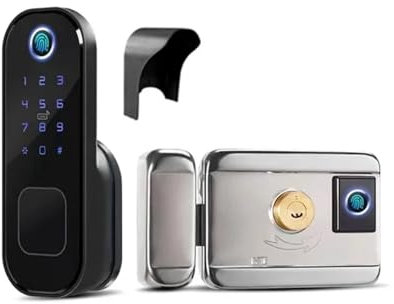 diacyxwf Electronic Door Lock,Home Garden Outdoor Gate Door Tuya Smart Lock,Wifi Digital Passcode Rfid Card Double Side Fingerprint Lock(Double side(Tuya))