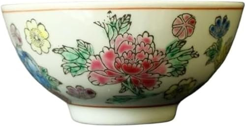 BPABDEITR chino antiguo cuenco de cerámica vajilla asiática, Tazón de cerámica Tazón de sopa4.5 Tazón de arroz de cerámica pintado a mano con millones de flores Tazón de porcelana Cerámica