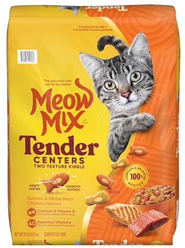 Meow Mix Tender Centers, Salmon & White Meat Chicken Flavors, Dry Cat Food, 20 lb. Bag