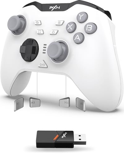 PXN P5 Mando PC Switch Inalámbrico 2025 – Hall Effect Joystick & Trigger, 4 Macro, 3 Modos (2.4G/BT/SW), Doble Vibración, Turbo, 1000mAh, App – Mando para PC, Switch, Android, iOS & Steam Deck