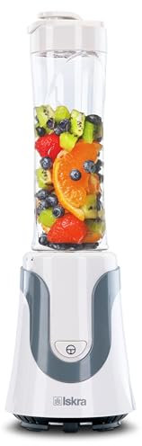Iskra Smoothie Maker to go Standmixer inkl. Trinkflasche 600 ml Smoothie Mixer 300 Watt mini Mixer Weiß