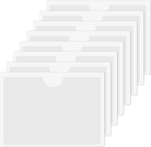 Selbstklebende Klarsichthüllen für Kartenetiketten, A4, wasserdichte Kunststoff-Kartenhüllen mit selbstklebenden Notizen, für Zuhause, Büro, Schule und Reisen (transparent, 31 x 22,2 cm), 6 Stück