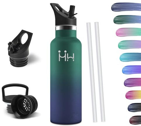 HoneyHolly Thermosflasche, 500ML BPA-Frei, Trinkflasche Edelstahl, Auslaufsichere Isolierflasche Doppelwandig, Wasserflasche Edelstahl, Thermoskanne, mit Strohhalm, Trinkflasche Kohlensäure Geeignet