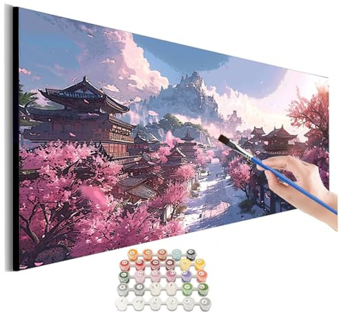 Peinture Numero Adulte Paysage Peinture Par NuméRos Grand Format Japon Loisirs CréAtifs Adultes Enfant DIY NuméRo D'Art Complet Kit DéButants ,Cadeau GarçOns Filles 3+ Ans, Sans Cadre 50x100cm M-460