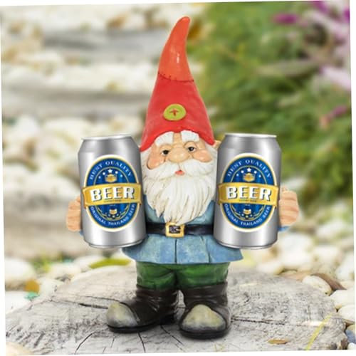 Naughty Gnomes, Resin Funny Gnomes Holding Beer Statue, 3.2x1.6x3.9 Inappropriate Garden Gnomes for Yard Patio Outdoor, Housewarming Gift Naughty Gnomes