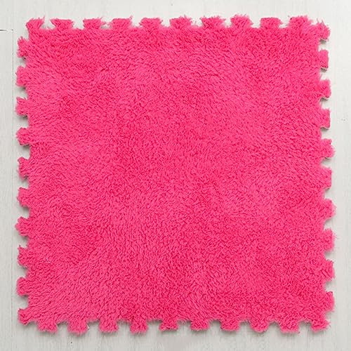 HCZKIUJY Splice-Ineinander greifender Teppich, verdickte Plüsch-Patchwork-Schaumstoff-Bodenfliesen, Rutschfester quadratischer Ineinander greifen-Teppich, schneidbar, geeignet für,Rose-25pcs