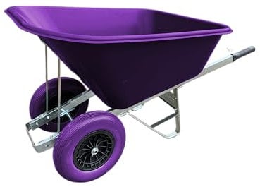 Agri Barrow Wheel Barrow 200 Litre Plastic Wheelbarrow with Puncture Proof Twin Slim Tyres, Purple – Ideal for Equestrians, Farmers, Gardeners, Stable Yards, and Heavy-Duty Use