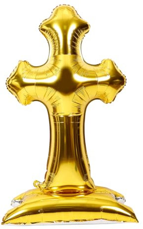 OUNONA Kreuzballon wand polsterung easter decoration geburtstags luftballons Kreuzförmiger Folienballon Hochzeit kreuzen Luftballons zur Taufe dekorative taufballons Aluminiumfolie Golden