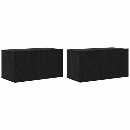 vidaXL TV-Schränk 2 pcs Schwarz 60 x 30 x 30 cm Holzwerkstoff, Stylischer Wohnzimmerschrank, moderner TV-Ständer für Stauraum und Unterhaltung, rechteckiges Mediamöbel.