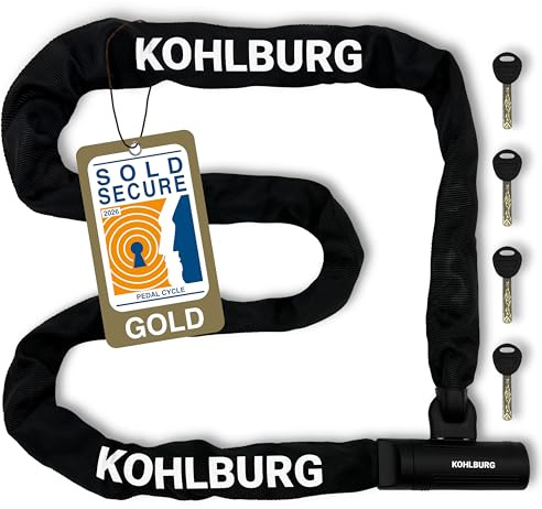 KOHLBURG Sicherheits- Kettenschloss 2m extra lang, zertifizierte Sicherheit