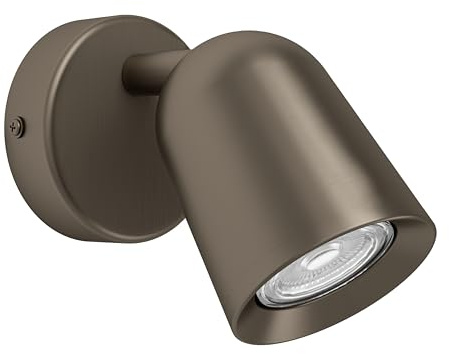 Eglo Bedside wall Light Camaldoli, Indoor lamp with Adjustable spot Light | reading lamp, bedroom and living room lighting, bronze-coloured steel, GU10 socket