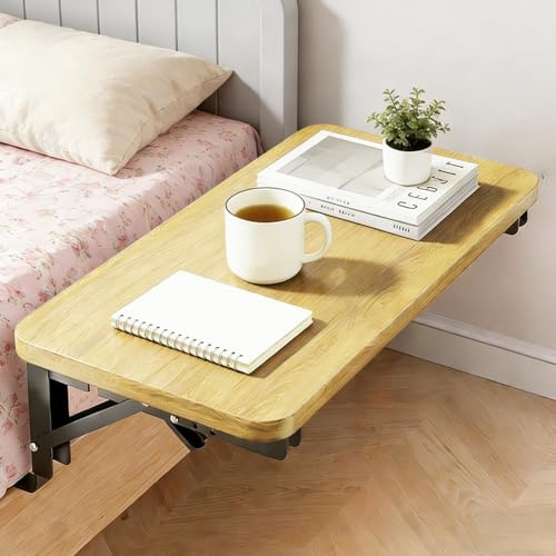 Zinueen Table de chevet pliante à suspendre au lit, organisateur de lit et étagère flottante en bois (30 x 20 cm) – Table de chevet et étagère pour chambre d'étudiant (aspect bois