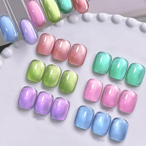 BORN PRETTY Cat Magnetic Eye Gel Nail Polish 6 Colours Pink Blue Green Glitter Gel Polish Mirror Effect with Magnet for Nail Art Manicure Salon DIY at Home